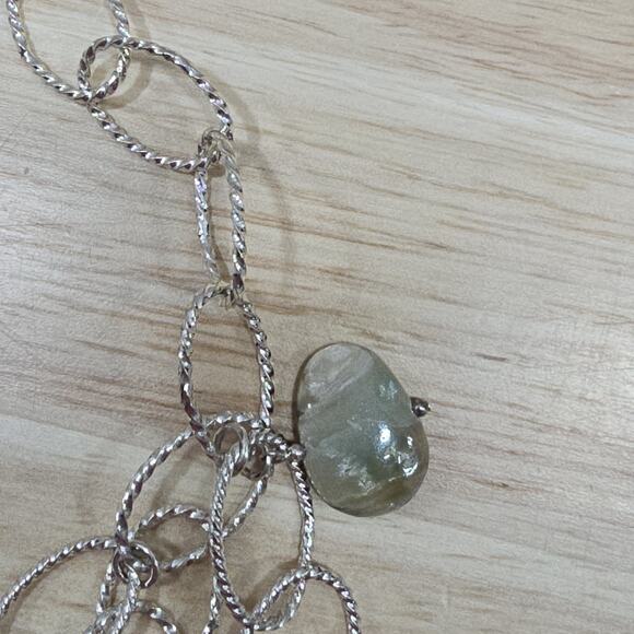 Beachcore Abalone Shell Clear Faceted Beads Charms Silver Tone Chain Necklace - Picture 9 of 16